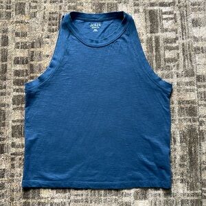 JCrew 90s cropped organic slab cotton tank deep midnight blue color size XXL